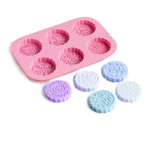 x-haibei round flower snowflake mooncake chocolate lotion bar cookies jello cake soap silicone mold pan dia. 2.5inch, 2oz per cell