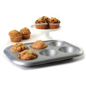 Norpro Nonstick More-Than-A-Muffin Pan, Jumbo, 6 Count, Grey