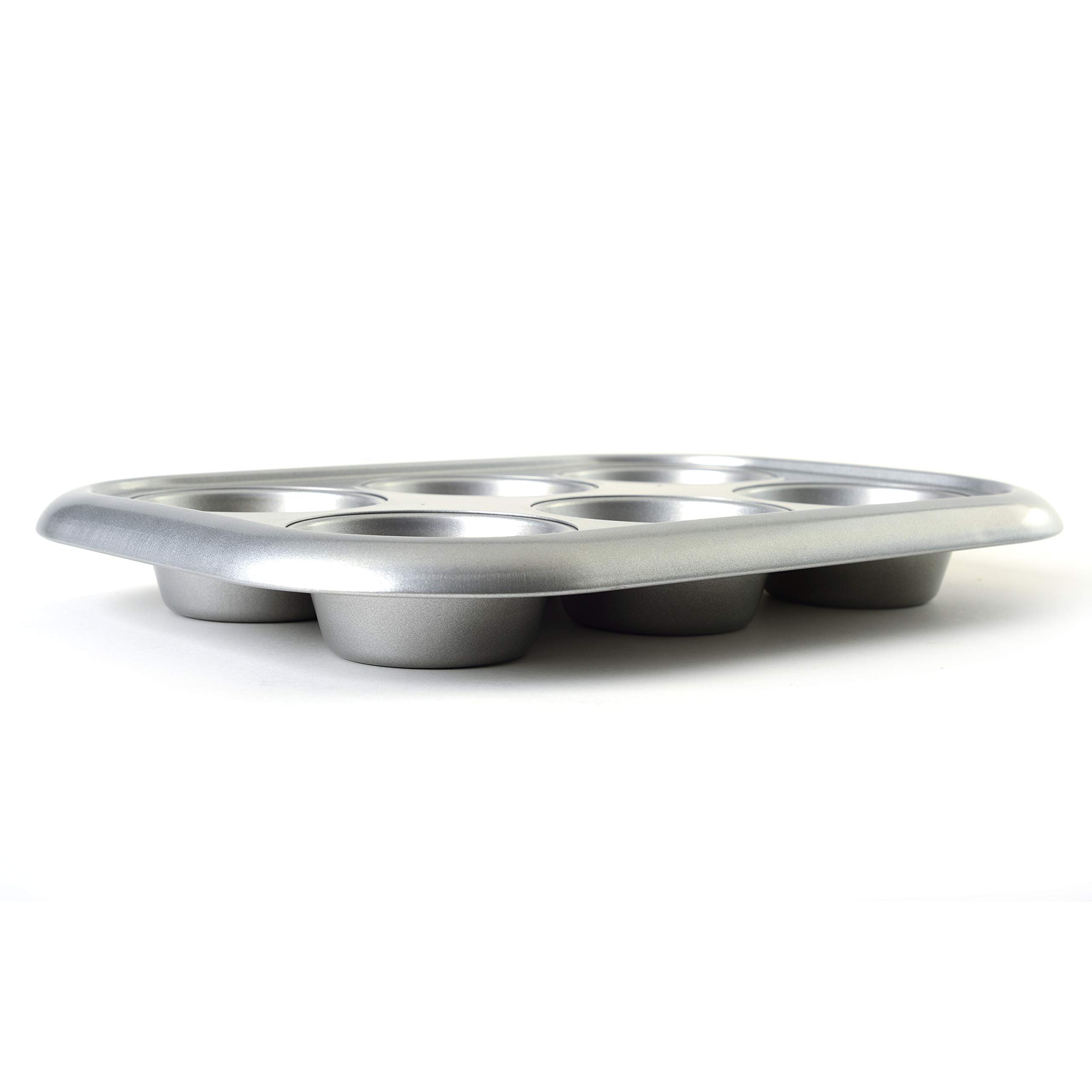 Norpro Nonstick More-Than-A-Muffin Pan, Jumbo, 6 Count, Grey