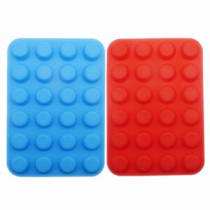 Silicone Mini Cupcake Pan Silicone Molds, 2 Pack Silicone Mini Muffin Pan with 24 Cups Muffin Tin (Red and Blue)