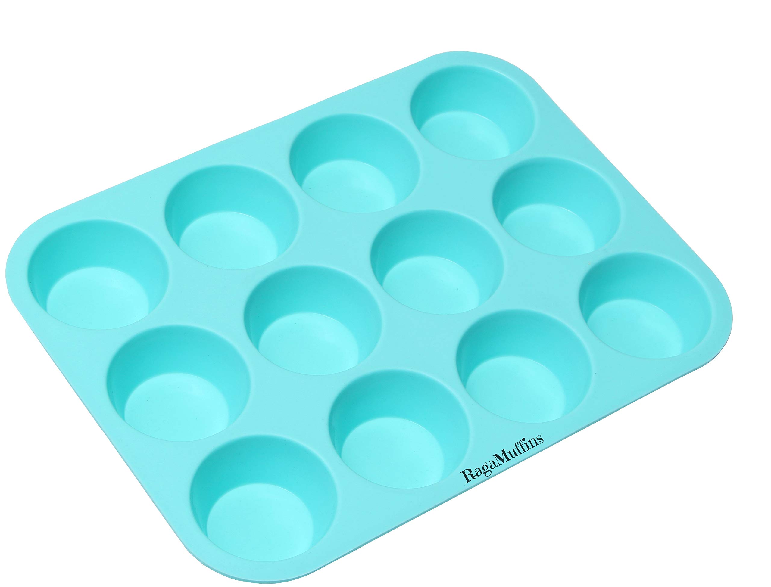 PDTXCLS HOMIEBUDS Silicone Baking Pan Cupcakes Muffins Mold 12 Cup 100% Non-Stick BPA Free Food Grade Silicone in Aqua- 1 pan by Ragamuffins