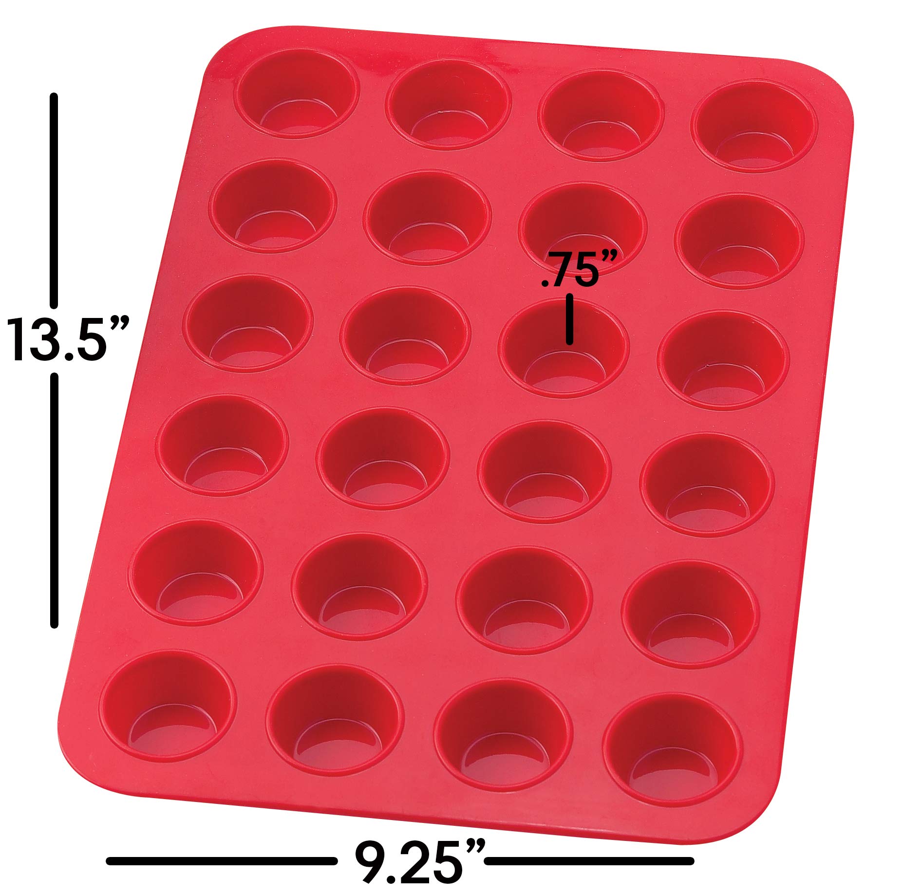 Mrs. Anderson's Baking Silicone 24-Cup Mini Muffin Pan, Non-Stick European-Grade Silicone, 13.5 x 9.25 x .75-Inches​