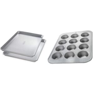 usa pan bakeware half sheet and muffin pan set, aluminized steel