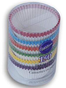150 wilton baking cups white with rainbow color edge -cupcakes muffin liners