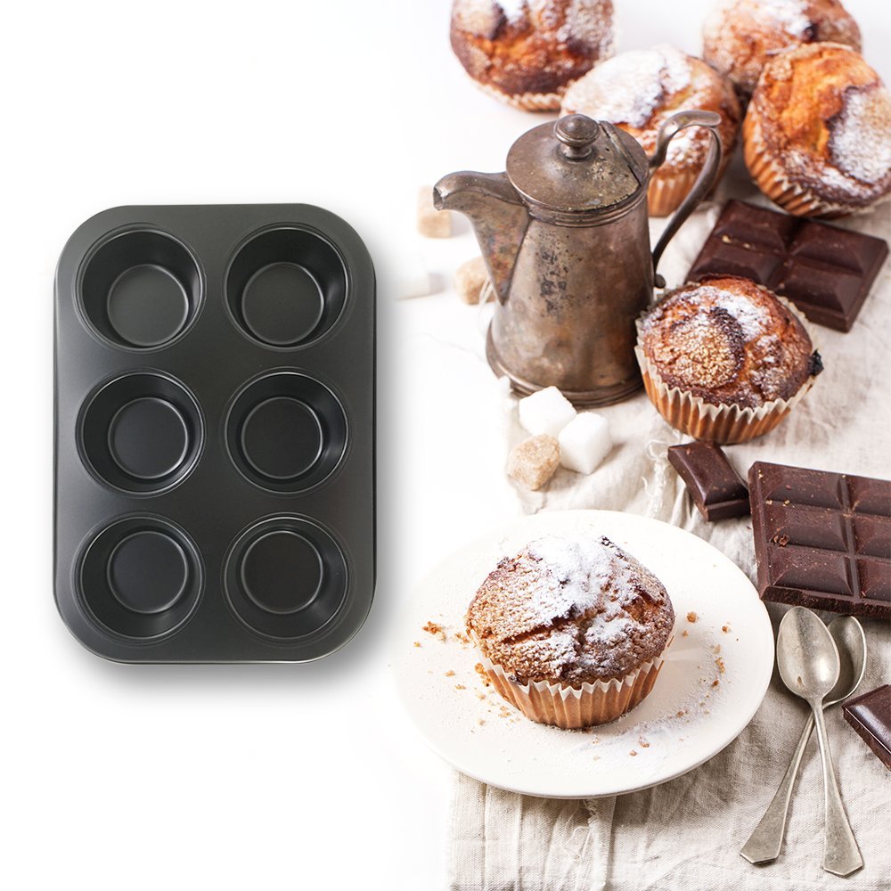 SourceTon 6-Cup Metal Muffin Mold Bonus with Spatula, 3 pcs pack of Muffin Mold