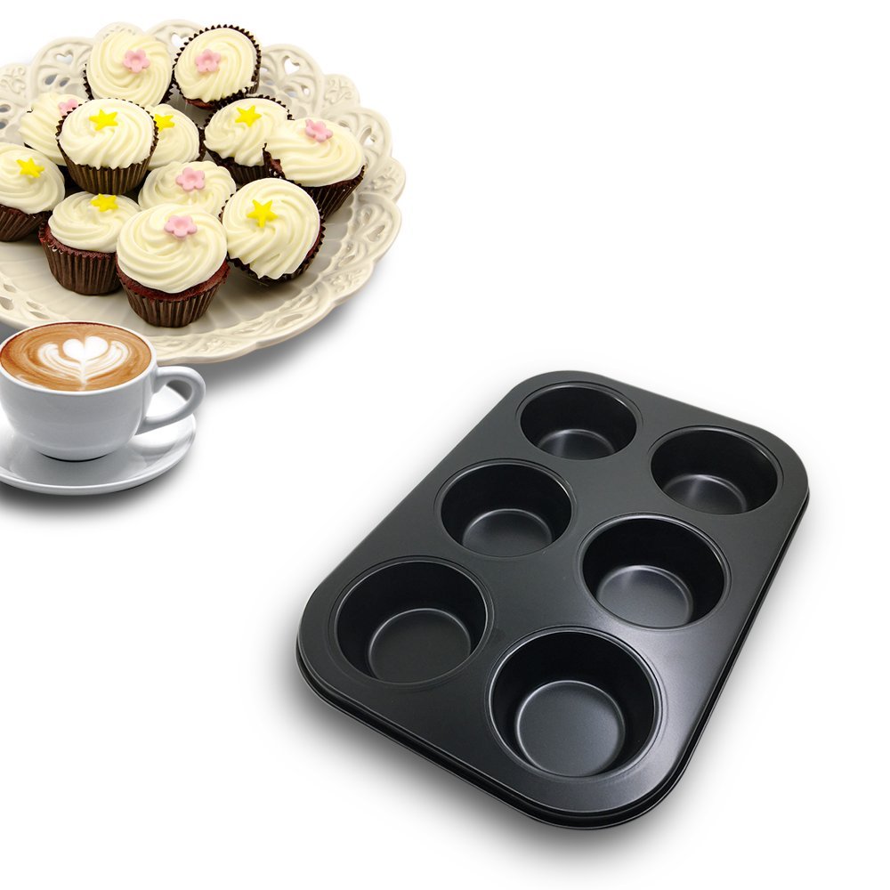 SourceTon 6-Cup Metal Muffin Mold Bonus with Spatula, 3 pcs pack of Muffin Mold