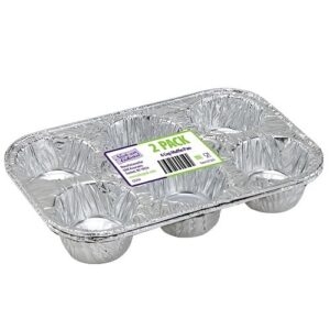 aluminum muffin pans (6 compartments) - 2 count