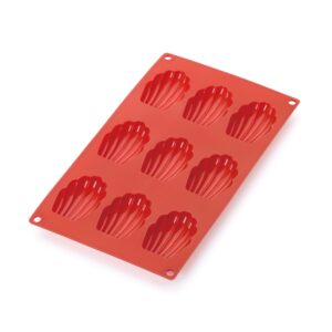 lekue red silicone 9-cup madeleine mold