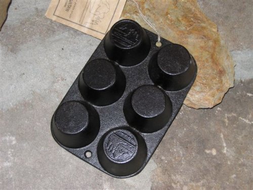 Muffin Pan - Pre-Seasoned Cast Iron 7-3/4 Inch by 5-1/2 inch By Old Mountain