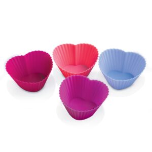 zeal perfect hearts silicone 3" heart shaped muffin / cupcake cups - set of 4