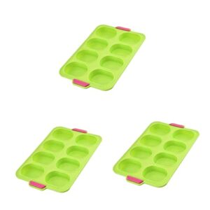 doitool 3pcs 8 roll silicone fondant cooking bakers molding nonstick perforated pan non-stick perforated pan loaf baking mould muffin tin loaf bake sandwich baking tray bread non stick