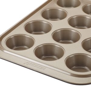 Anolon 12-Cup Steel Muffin Pan, Onyx/Umber