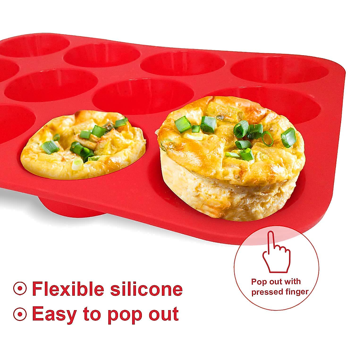 Walfos 2 Piece Silicone Loaf Pan Set and 2 Piece Silicone 12 Cups Regular Muffin Pan Set - Non-Stick Silicone, Just PoP Out ! Food Grade and BPA Free !