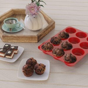 SILIVO 2x Silicone Muffin Pans + 2x Silicone Bunte Pans