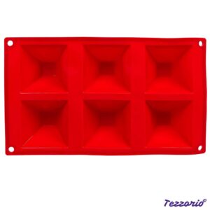 Tezzorio 6-Cavity Pyramid Silicone Baking Mold, BPA Free, Non-Stick Baking Molds/Cake Pans