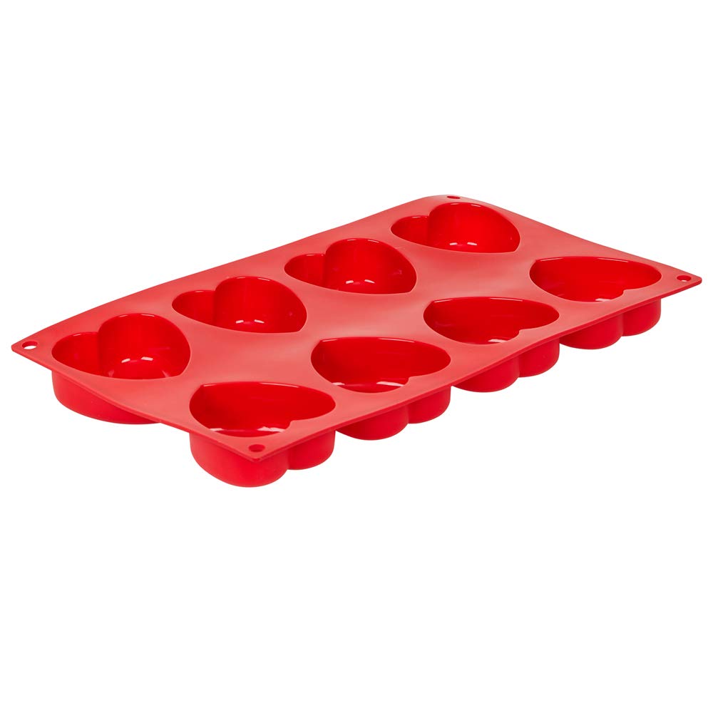 Tezzorio 8-Cavity Mini Heart Silicone Baking Mold, BPA Free, Non-Stick Baking Molds/Cake Pans