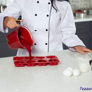 Tezzorio 8-Cavity Mini Heart Silicone Baking Mold, BPA Free, Non-Stick Baking Molds/Cake Pans