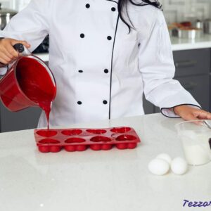 Tezzorio 8-Cavity Mini Heart Silicone Baking Mold, BPA Free, Non-Stick Baking Molds/Cake Pans