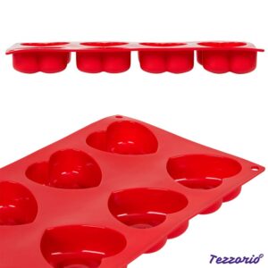 Tezzorio 8-Cavity Mini Heart Silicone Baking Mold, BPA Free, Non-Stick Baking Molds/Cake Pans