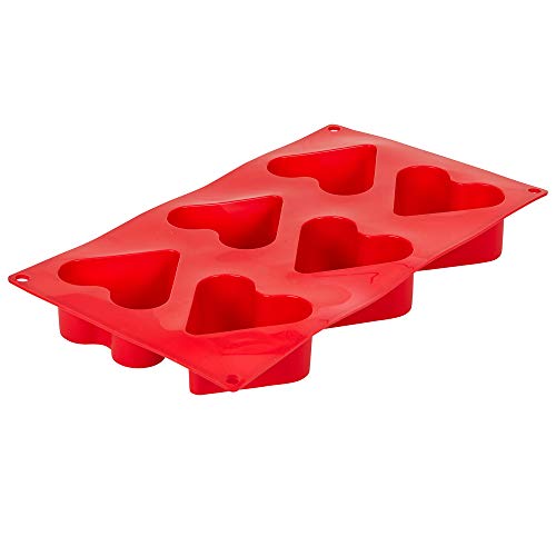 Tezzorio 6-Cavity Heart Silicone Baking Mold, BPA Free, Non-Stick Baking Molds/Cake Pans