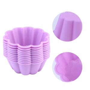 Cabilock 10 Pcs Silicone Baking Molds Flower Shape Reusable Muffin Cups Non-Stick Cupcake Liners Christmas Cake Molds Cupcake Holder for DIY Baking Holiday New Year Party Supplies Favors