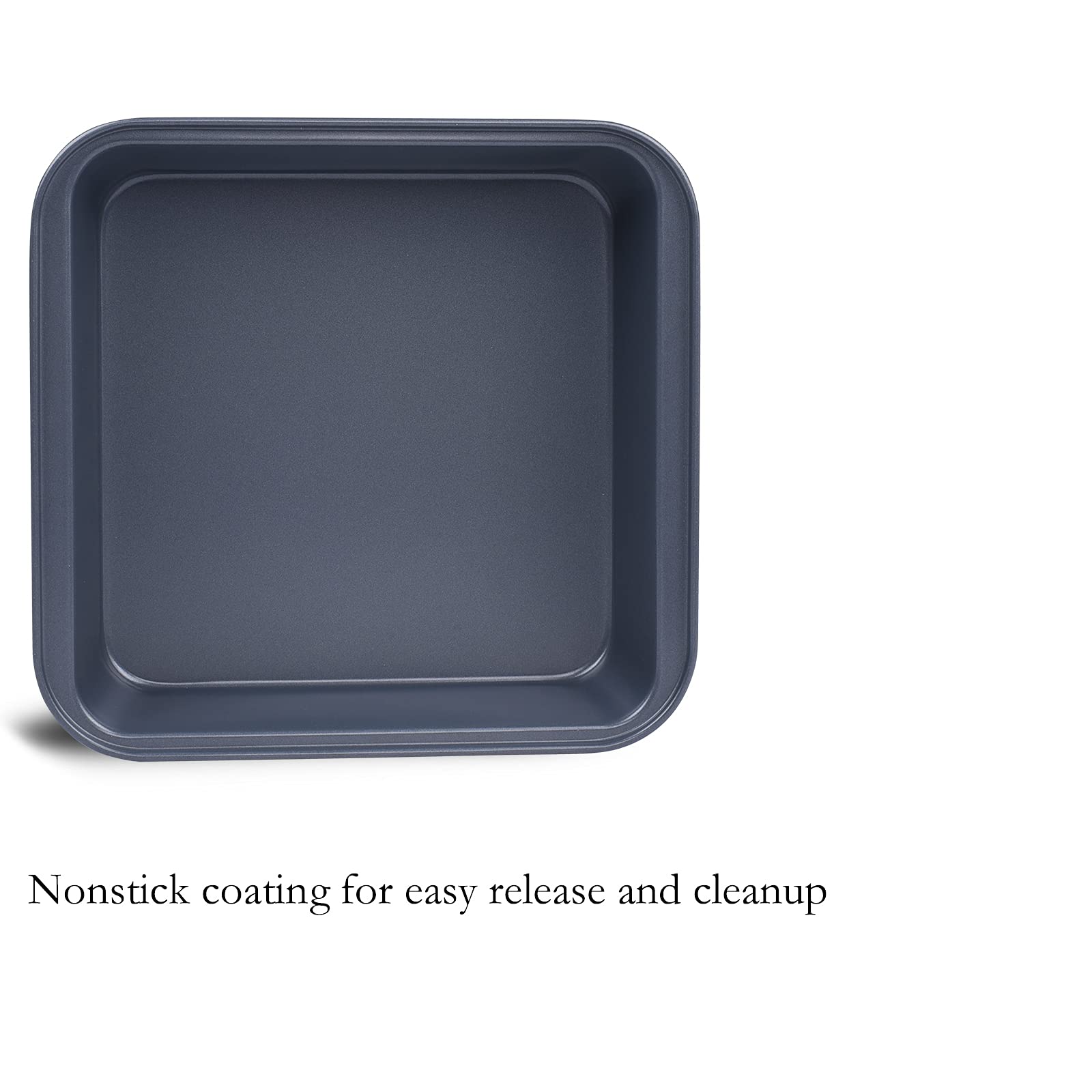 DONOUCLS Nonstick Square Cake Pans Bakeware, 9-Inch Heavy Duty Carbon Steel Premium Baking Pan, Gray