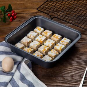 DONOUCLS Nonstick Square Cake Pans Bakeware, 9-Inch Heavy Duty Carbon Steel Premium Baking Pan, Gray