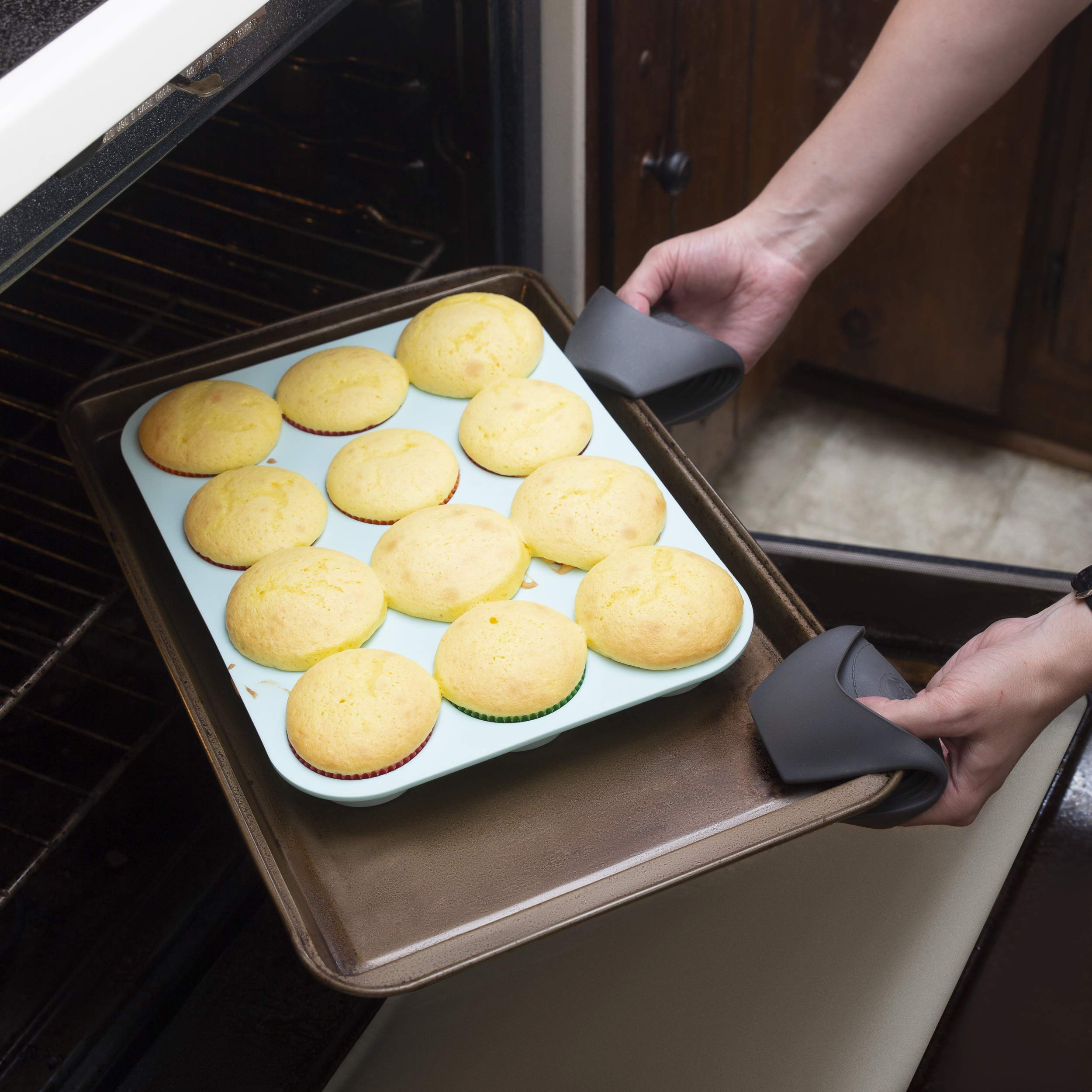 Muffin & Cupcake Silicone Baking Molds 24 Cup & Regular 12 Cup Dishwasher Microwave and Freezer Safe