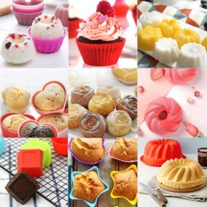 Muffin Cake Mold Round Shape Cupcake Cup Heat Resistant Nonstick Silicone muffin cup Mold Reusable Baking Tool Random