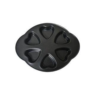 non-stick mini heart shaped 6 cup muffin pan, black, muffin pan, cupcake pan, carbon steel, for birthday, wedding, party, date and other occasions