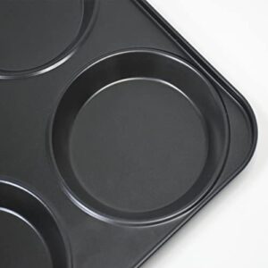 kefyixc Muffin Top Pan Yorkshire Pudding Non-Stick Plate 4 Cups Muffin Tray, Non-Stick Coating Cupcake & Mini Muffin Pan, Bread Pan - Black