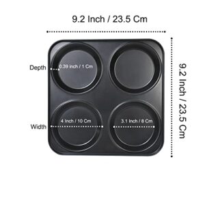 kefyixc Muffin Top Pan Yorkshire Pudding Non-Stick Plate 4 Cups Muffin Tray, Non-Stick Coating Cupcake & Mini Muffin Pan, Bread Pan - Black