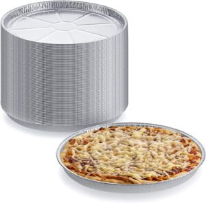 dcs deals pack of 12 disposable round foil pizza pans – durable pizza tray for cookies, cake, focaccia and more – size: 12-1/4" x 3/8"