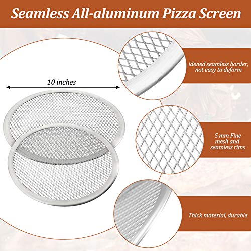 4 Pieces 10 Inch Seamless Round Pizza Screen Aluminum Mesh Pizza Screen Pizza Mesh Baking Tray for Home Kitchen Restaurant Supplies