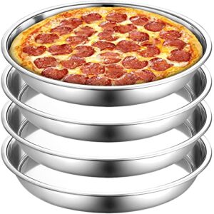 elsjoy 4 pack 13 inch stainless steel pizza pan, deep round baking pan large pizza baking tray, heavy-duty pizza dish non-stick baking sheet for oven, dishwasher safe