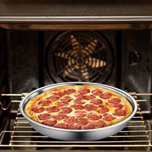 Elsjoy 4 Pack 13 Inch Stainless Steel Pizza Pan, Deep Round Baking Pan Large Pizza Baking Tray, Heavy-Duty Pizza Dish Non-Stick Baking Sheet for Oven, Dishwasher Safe