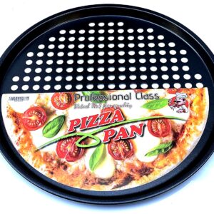 Pizza Pan with holes -Nonstick Carbon Steel Pizza Pan, Pizza pans，Pizza Tray Bakeware Perforated Round For Home Kitchen - PROFESSIONAL CLASS 32.5CM Diameter 12 3/4" INCHES with Fast Crisp Technology