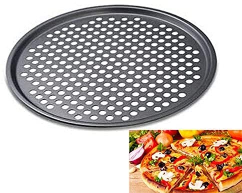 Pizza Pan with holes -Nonstick Carbon Steel Pizza Pan, Pizza pans，Pizza Tray Bakeware Perforated Round For Home Kitchen - PROFESSIONAL CLASS 32.5CM Diameter 12 3/4" INCHES with Fast Crisp Technology