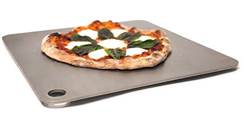 THERMICHEF by Conductive Cooking - Square Pizza Steel Plate for Oven Cooking and Baking (3/8" Deluxe, 16”x16” Square) - Made in USA