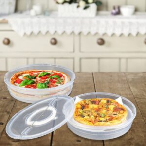 ERTIUANIO 2 Pack 12 In Pizza Food Storage Container with Lid and Handle, 2 Compartments Pizza Slice Storage Container with Foil Pie Pan, Round Pie container for Cake Cheesecake Tortilla Pastry