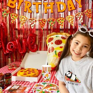 Roaring Good Time 12 PCS Pizza Party Favor Boxes Pizza Goodie Gift Treat Bags Pizza Themed Birthday Party Supplies Pizza Party Decoration Pizza Party Favor Bags