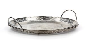 rsvp international endurance® stainless steel precision pierced pizza pan, 11.5" | use on grill or oven | brown crispy crust without burning pizza | dishwasher safe