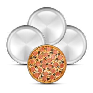 deedro pizza baking pan pizza sheet, 10 inch stainless steel pizza tray round pizza oven pan for home restaurant pizzeria, nontoxic & heavy duty, easy clean & dishwasher safe, set of 4