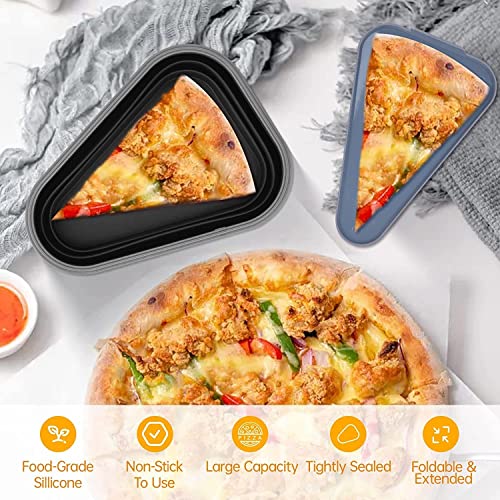 CRIVERY Pizza Box - Reusable Pizza Storage Containers with 5 Microwave Trays - For Organization and Space Saving - BPA Free, Microwave Safe, Dishwasher Safe (Black)