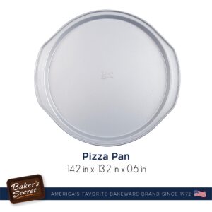 Baker's Secret Nonstick Pizza Pan for Oven 14", Baking Area 12", Aluminized Steel Pizza Baking Pan, 2 Layers Non-stick Coating Easy Release, Dishwasher Safe - The Superb Collection