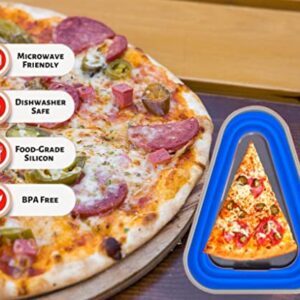 Reusable Pizza Storage Container Collapsible Expandable with 5 Microwavable Serving Trays, Adjustable Pizza Slice Container to Organize and Save Space, Microwave Dishwasher Safe (Blue Color)