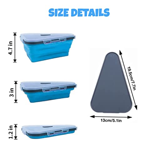 Reusable Pizza Storage Container Collapsible Expandable with 5 Microwavable Serving Trays, Adjustable Pizza Slice Container to Organize and Save Space, Microwave Dishwasher Safe (Blue Color)