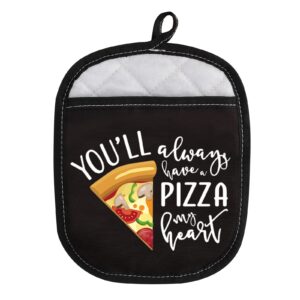 pizza lover gift pizza themed oven pads pot holder with pocket you’ll always have a pizza my heart for friends (pizza my heart)
