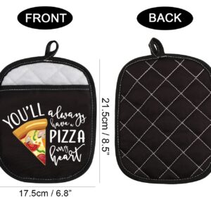 Pizza Lover Gift Pizza Themed Oven Pads Pot Holder with Pocket You’ll Always Have A Pizza My Heart for Friends (Pizza My Heart)