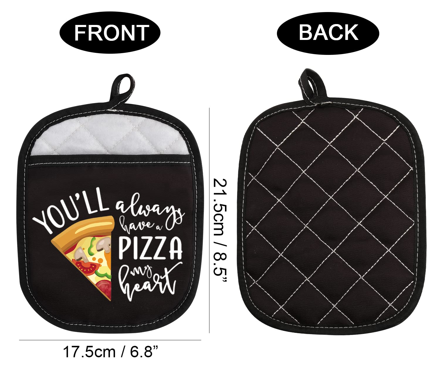 Pizza Lover Gift Pizza Themed Oven Pads Pot Holder with Pocket You’ll Always Have A Pizza My Heart for Friends (Pizza My Heart)